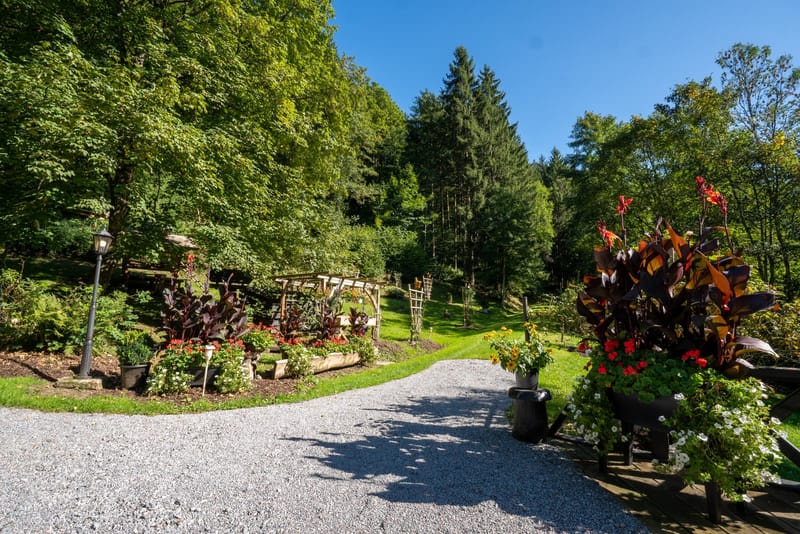 Blühender Gartenweg durch die Parkanlage